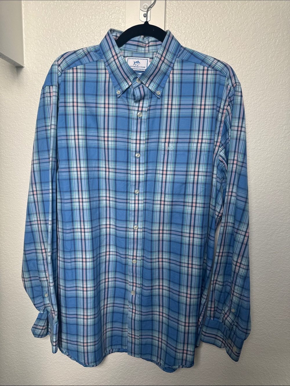Southern Tide Blue Plaid Button-Down Shirt